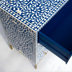Regal Vine Bone Inlay Sideboard Cabinet - Floral Pattern