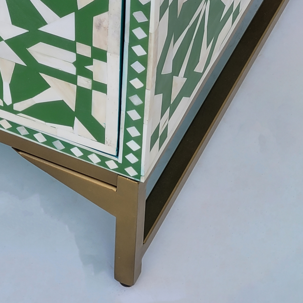 Rajdarbar Bone Inlay Floral Storage Sideboard with 3 Smooth-Glide Drawers