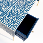 Handmade Bone inlay Floral Study Desk / Console Table and Brass-Finished Legs