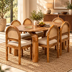 Exclusive Solid Teakwood Curved Dining Table Set - 4 Seater, 6 Seater - All Sizes