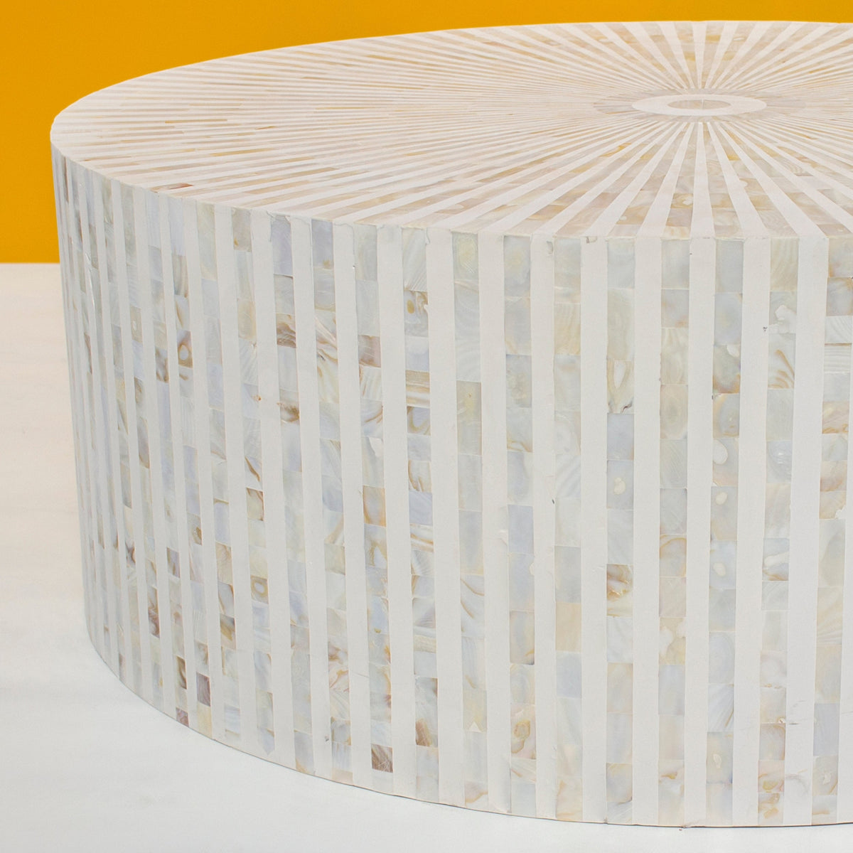 Rangili Round White Bone Inly Coffee Table