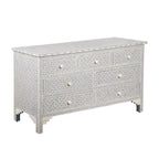 Rajmahal Bone Inlay 7 Drawer Chest of Drawers - Grey Geometric