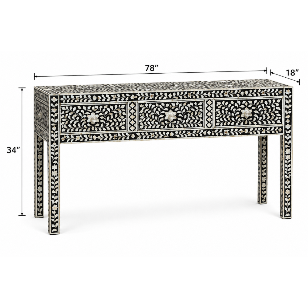 Rajvansh Mother of Pearl Inlay Console Table