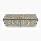 Black Bone Inlay Targua Design 4 Door TV Unit Media Cabinet