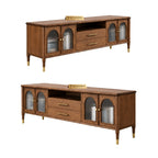 Phulkari Solid Wood Tv Unit In Brown Finish