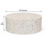 Rangili Round White Bone Inly Coffee Table