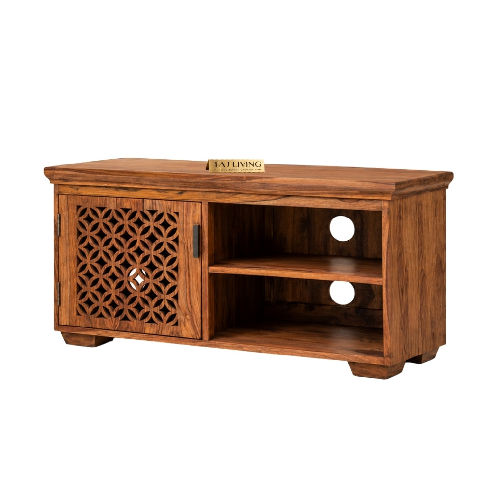 Aangan Sheesham Wood TV Unit with 1 Drawer and 2 Shelves