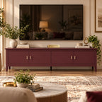Charbagh Handmade 180cm Wide Red-Brown Solid Wood TV Unit