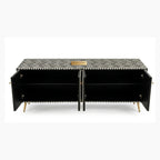 Black Bone Inlay Optical Design 4 Door TV Unit Media Cabinet