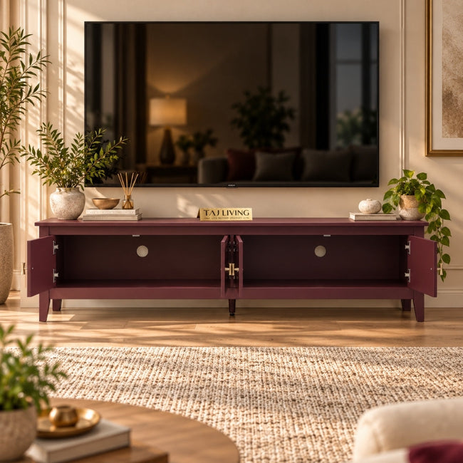 Charbagh Handmade 180cm Wide Red-Brown Solid Wood TV Unit Main Image