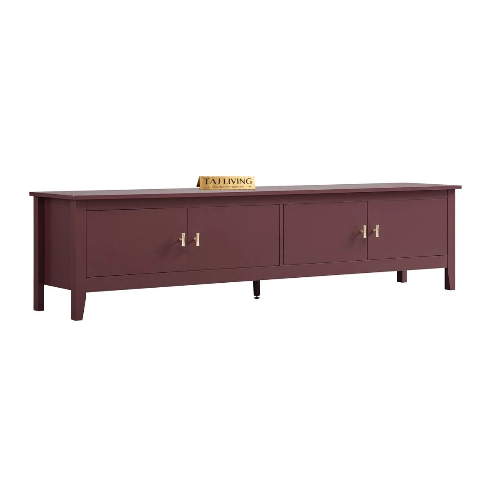Charbagh Handmade 180cm Wide Red-Brown Solid Wood TV Unit