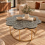 Mother of Pearl Inlay Black & White Floral Coffee Table