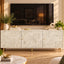 White Mother of Pearl Inlay 3 Door TV Unit Media Cabinet