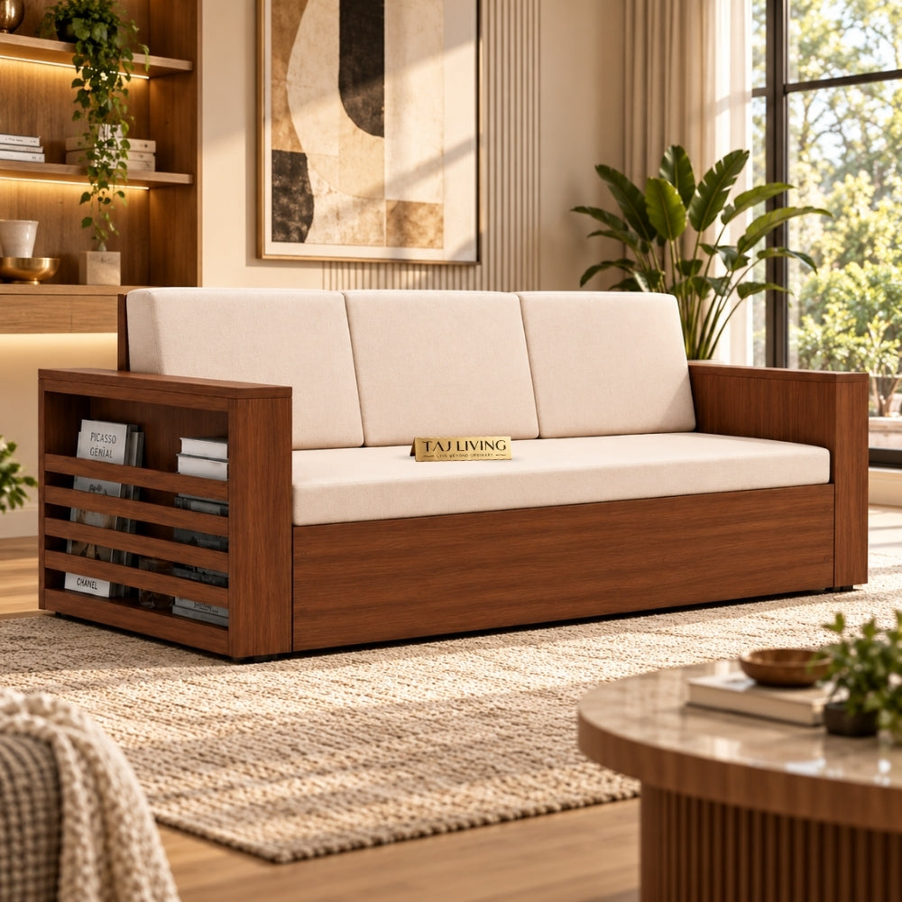 Restova Wooden Sofa Bed ( Sagwan (Teak Wood Outer Frame )