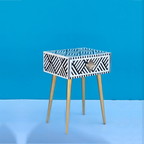 Charbagh Bone Inlay 1 Drawer Bedside Table Gold-Finish Legs