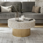 Luxury Mother of Pearl Inlay Round Coffee Table with Brass Base