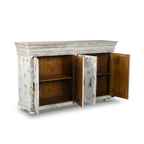Darbar Hand Painted White Sideboard Cabinet with Crackle Finish