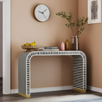 Nakashi Black & White Bone Inlay Console Table with Curved Design