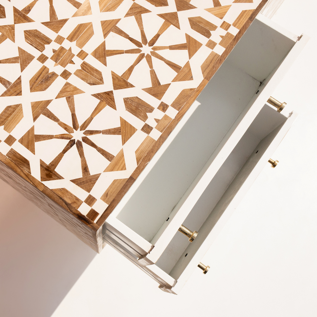Bone inlay Moroccan Chest of 9 Drawers