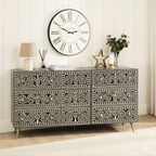 Charbagh Bone Inlay Chest of Drawers with Floral Design – Luxury Storage Cabinet
