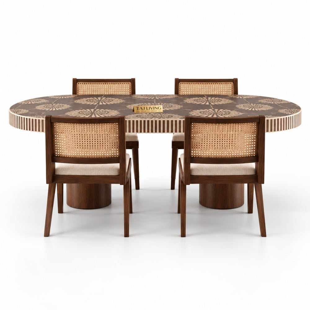 Bone Inlay Dining Table – Handcrafted 6 Seater Luxury Dining Table