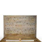 Handcrafted Solid Mango Wooden Bed in Natural Finish - Mandala Patterned