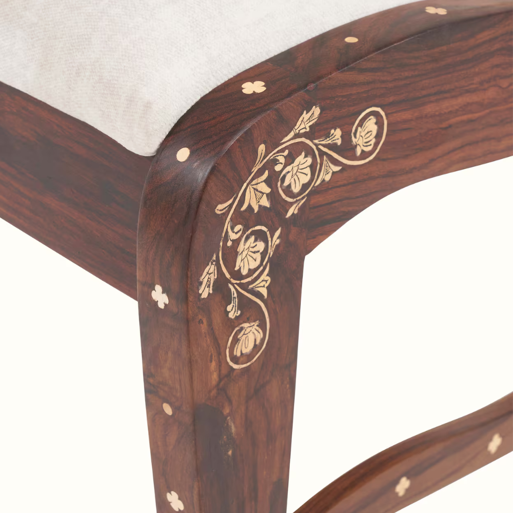 Aangan Upholstered Wooden Inlay Dining Chair (2 Pcs)