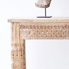 Sand Washed Mango Natural Finish Hand-Carved Console Table