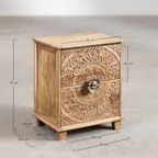 Kesari Hand-Carved Solid Mango Wood Bedside Table