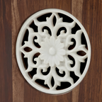 Mandana 3-Door Carved Wood Marble Sideboard – Handcrafted Floral Storage Cabinet