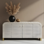 Ayodhya White Striped Sideboard Cabinet with Brass Base