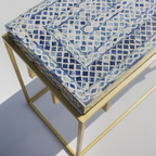 Dharohar Blue Bone Inlay Console Table - Geometric Pattern