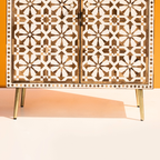 Bone inlay 2 Door Cabinet with Geometric Pattern