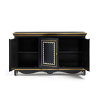 Virasat Hand-Painted Midnight Blue Solid Mango Wood Sideboard – 3 Door Storage Cabinet