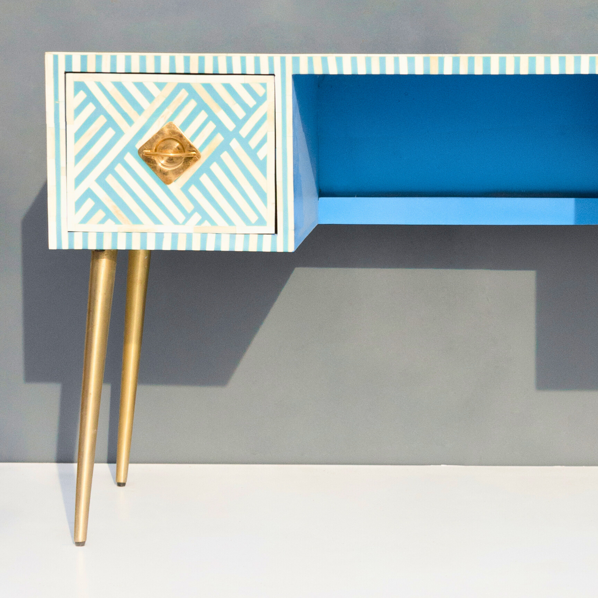 Jodhana Bone Inlay Sky Blue Console Table / Home - Office Study Desk
