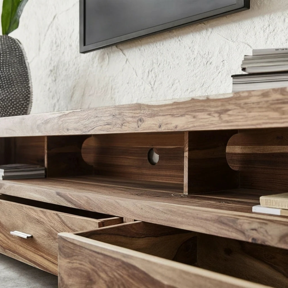 Abu Dhabi TV Unit with 3 Drawers and 3 Open Shelves