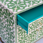 Rajdarbar Bone Inlay Floral Storage Sideboard with 3 Smooth-Glide Drawers