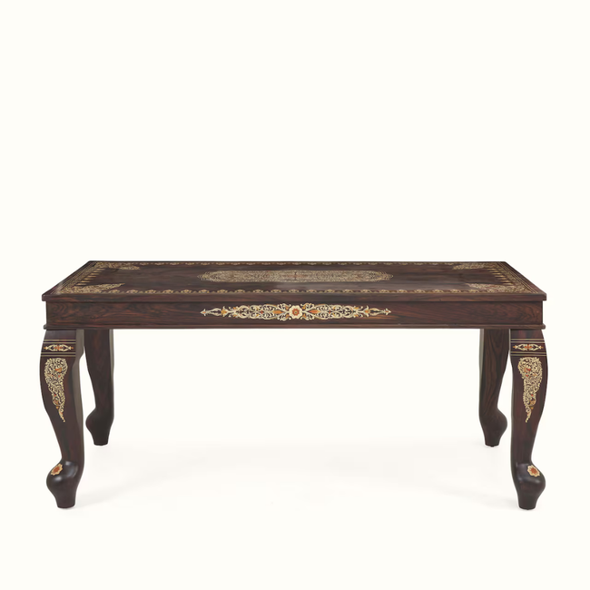 Rajwada Handcrafted Inlay 6 / 7 Seater Dining Table - Ornate Floral Marquetry Main Image