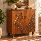 Maharaja Wooden Peacock Storage Cabinet