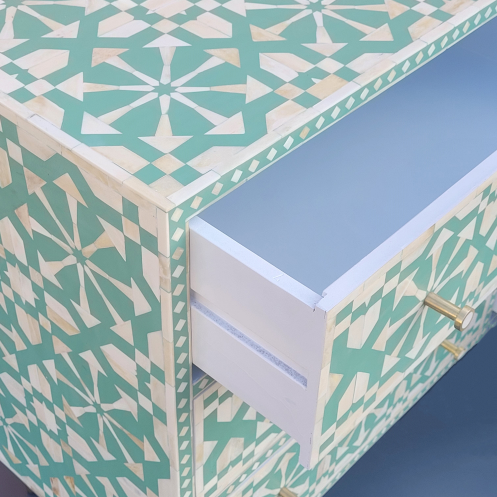 Rajwadi Bone Inlay Chest of 6 Drawers