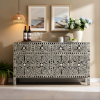 Mandana Bone Inlay Sideboard with Floral Pattern – Handcrafted Storage Cabinet