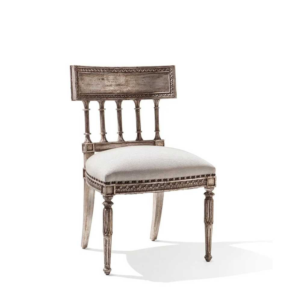 Taj Living Hand-Carved Solid Wood Dining Chair – Distress Antique Finish