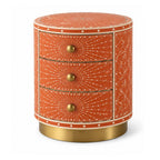 Round Bone Inlay Nightstand | Terracotta 3-Drawer Drum Table