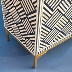Parampara Bone Inlay Black & White 3 Door Storage Sideboard with Gold-toned legs