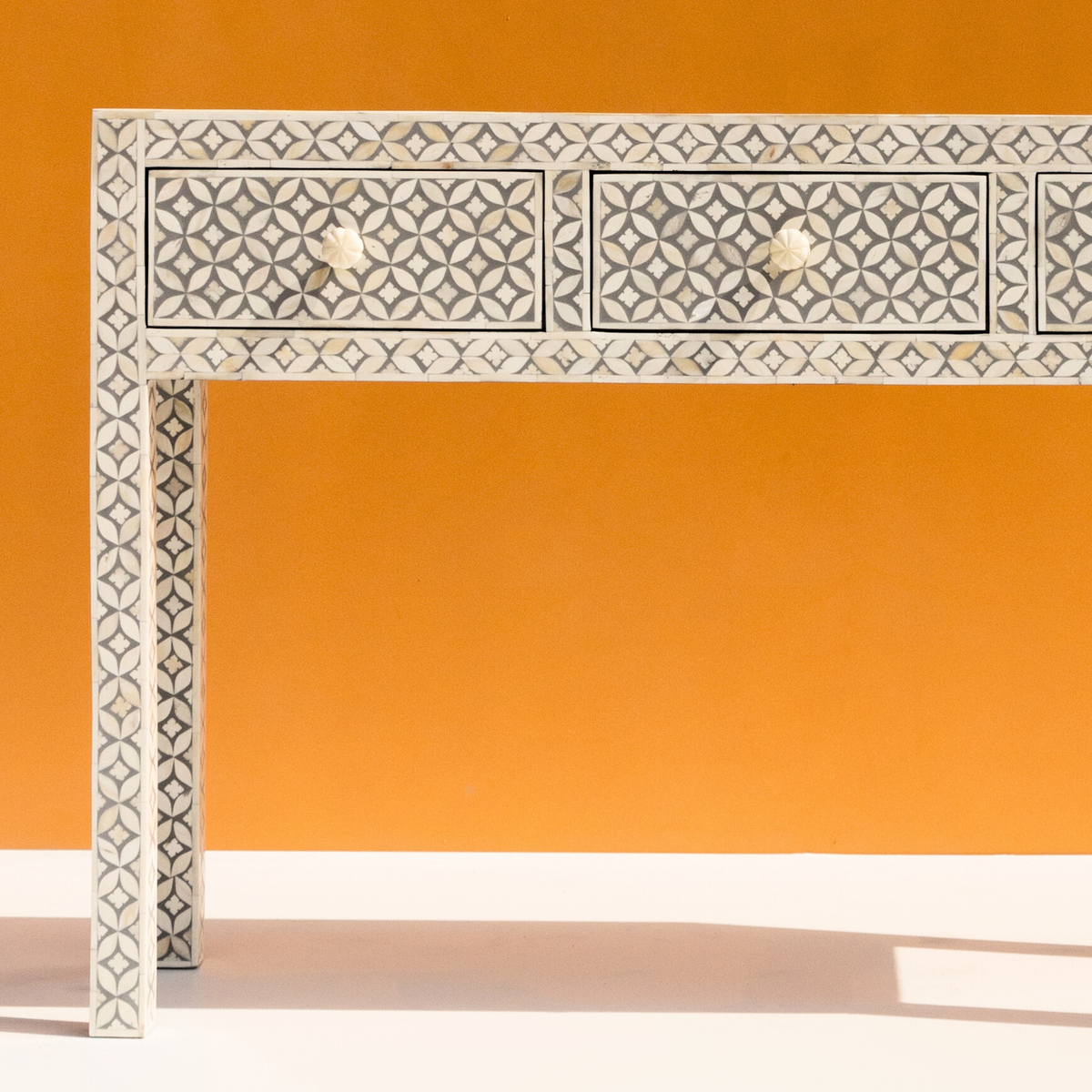 Magdheera Bone Inlay 3 Drawers Console Table