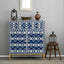 Neelmaru Blue & White Geometric Bone Inlay Cabinet with Gold-Finish Legs