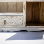 Riwaayat Carved Wood TV Console with Shelves Mandala Pattern