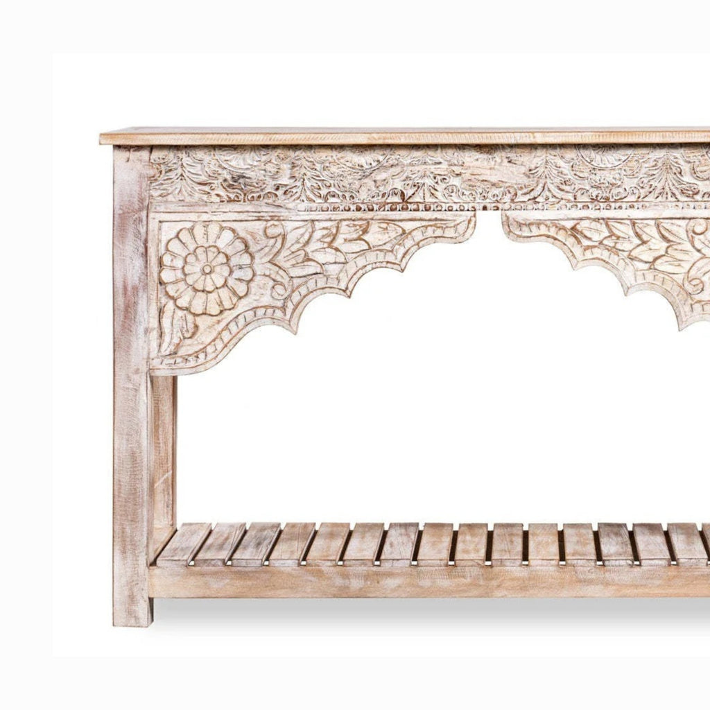 Rajwada Handmade White Wash Console Table