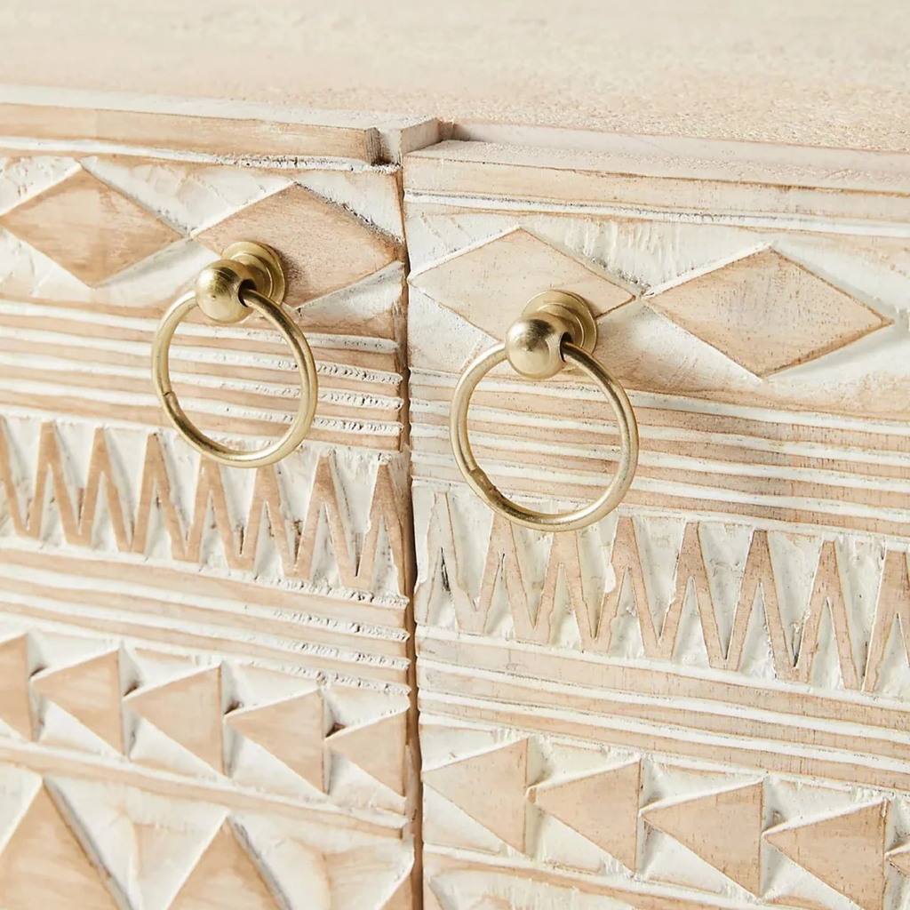 Rajmira Lyovy Carved Mango Wood Sideboard