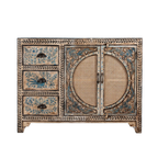 Mandana Handcrafted Bone Inlay & Cane 3-Door Sideboard